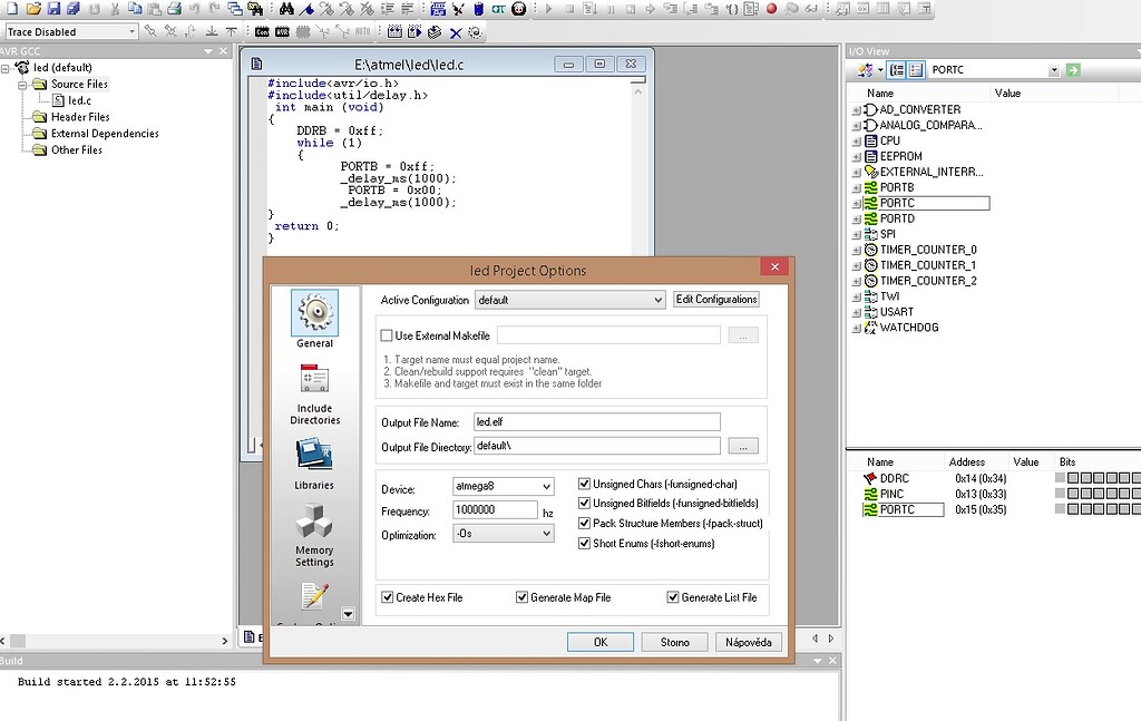 AVR studio 4.19 - Nefunguje kompilace - Build started - AVR - MCU Forum